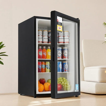 Devanti 105L Bar Fridge Glass Door Mini Fridge Countertop Cooler Black - Mekamart Australia