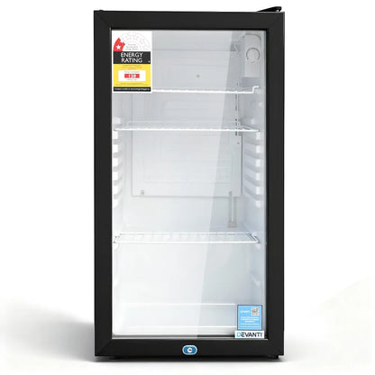 Devanti 78L Bar Fridge Glass Door Mini Fridge Countertop Cooler Black - Mekamart Australia