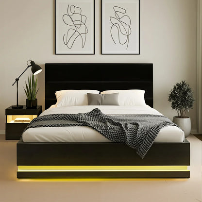 Artiss RGB LED Double Bed Frame with Beside Table Set 16 Colour Mood Lighting - Mekamart Australia