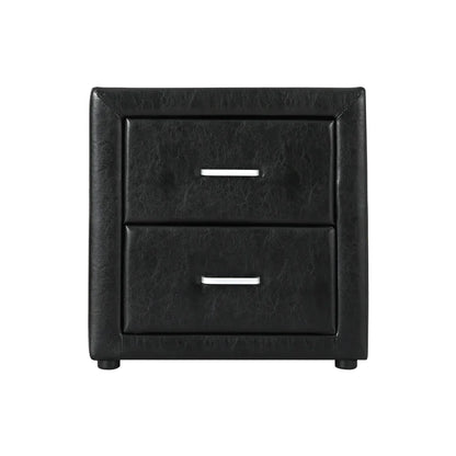 Artiss Bedside Table 2 Drawers Side Table Leather - CADEN Black - Mekamart Australia