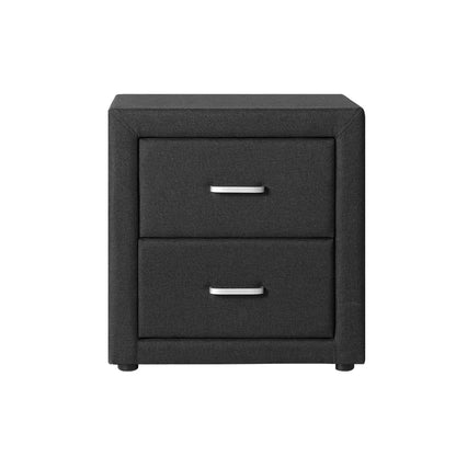 Artiss Bedside Table 2 Drawers Fabric - CADEN Charcoal - Mekamart Australia