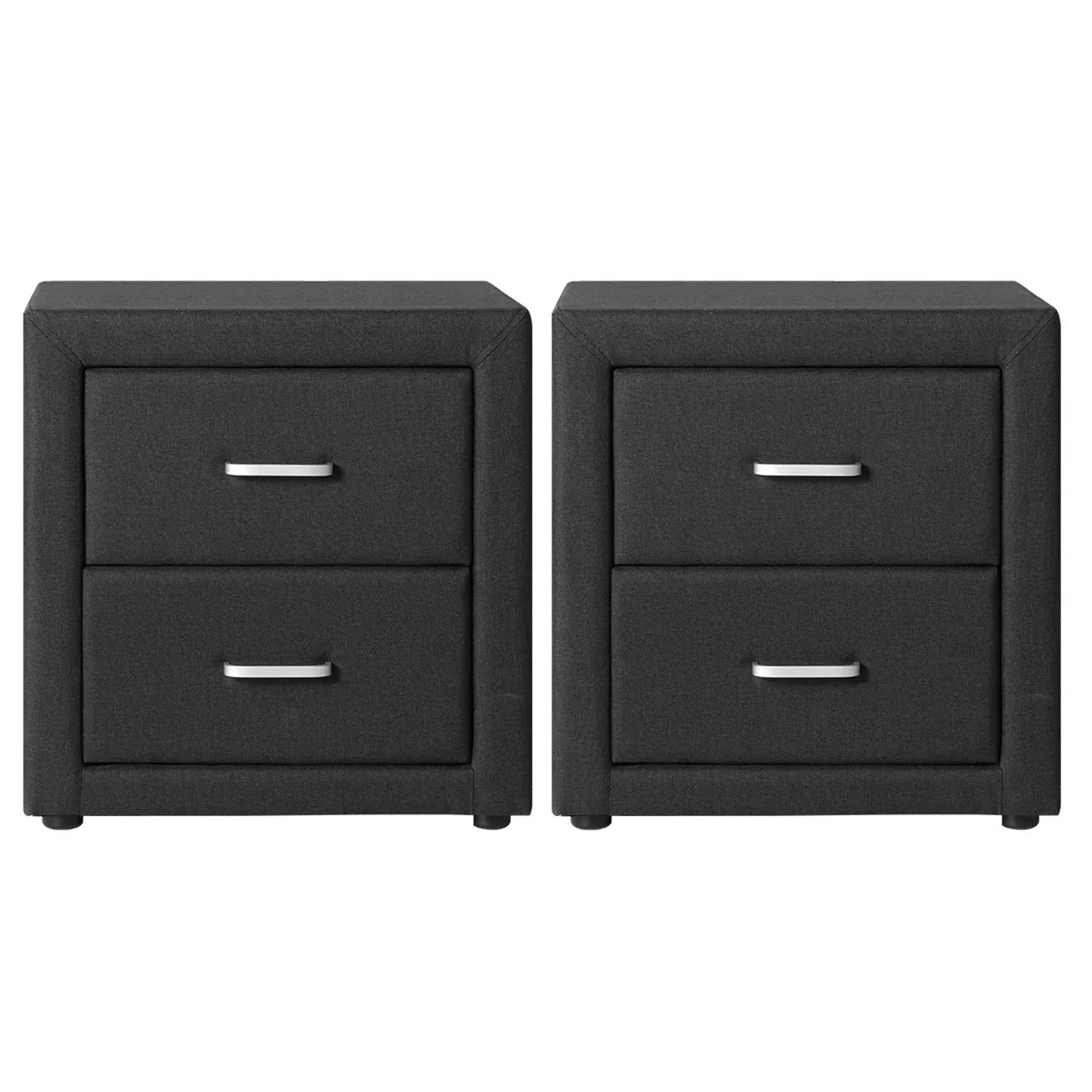 Artiss 2X Bedside Table 2 Drawers Fabric - CADEN Charcoal - Mekamart Australia