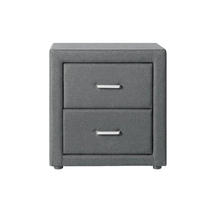 Artiss Bedside Table 2 Drawers Fabric - CADEN Grey - Mekamart Australia
