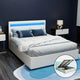 Artiss Bed Frame Double Size LED Gas Lift White COLE - Mekamart Australia