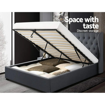 Artiss Bed Frame King Size Gas Lift Charcoal ISSA - Mekamart Australia