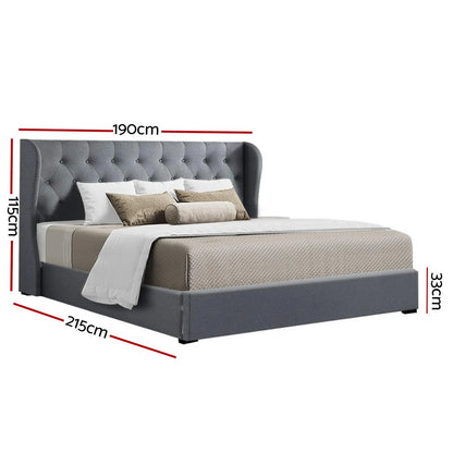 Artiss Bed Frame King Size Gas Lift Grey ISSA - Mekamart Australia