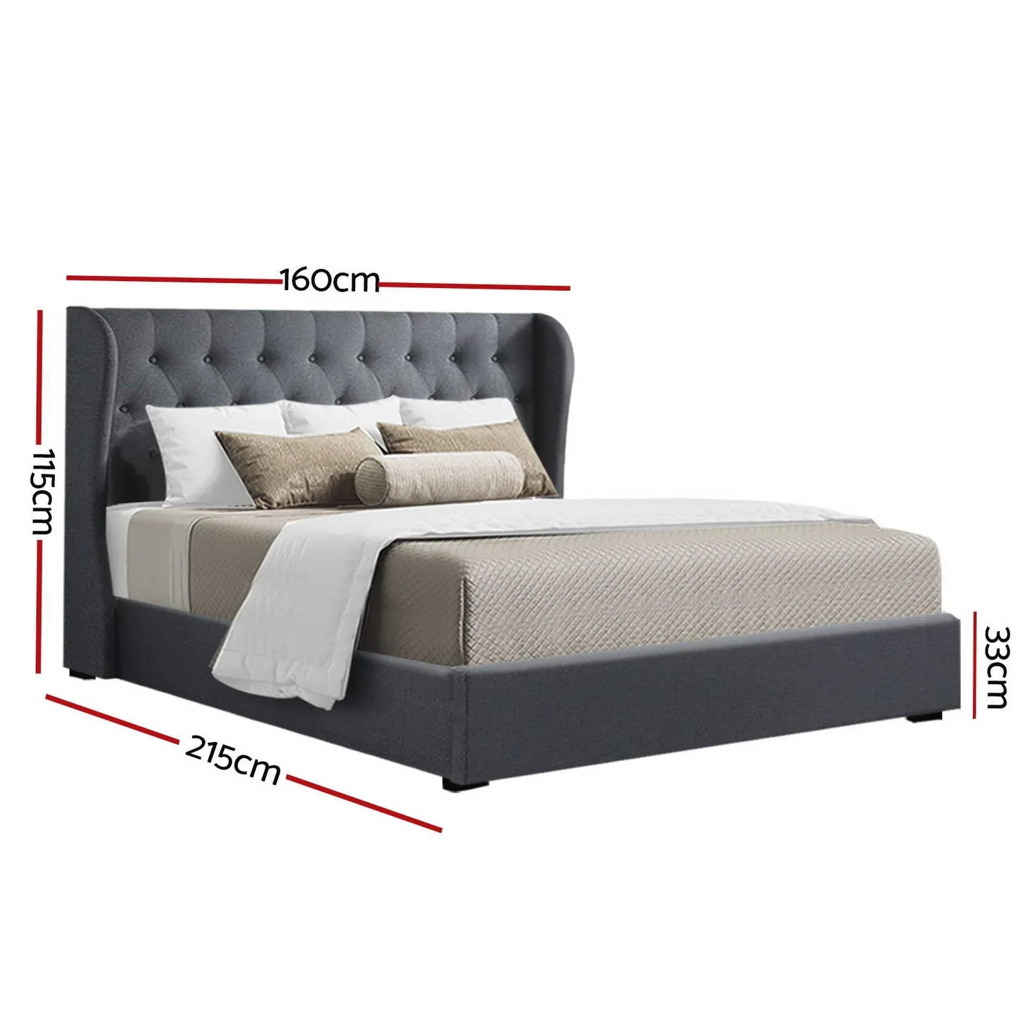 Artiss Bed Frame Queen Size Gas Lift Charcoal ISSA - Mekamart Australia