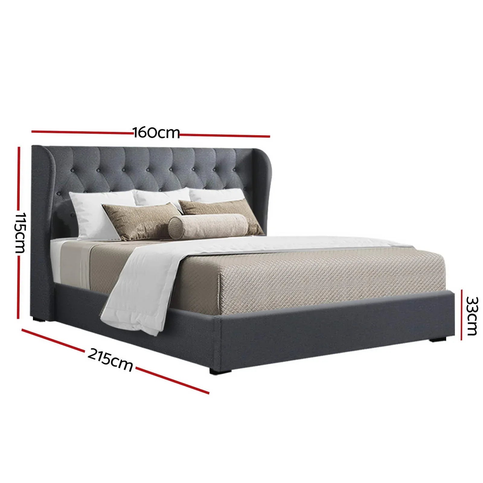 Artiss Bed Frame Queen Size Gas Lift Charcoal ISSA - Mekamart Australia