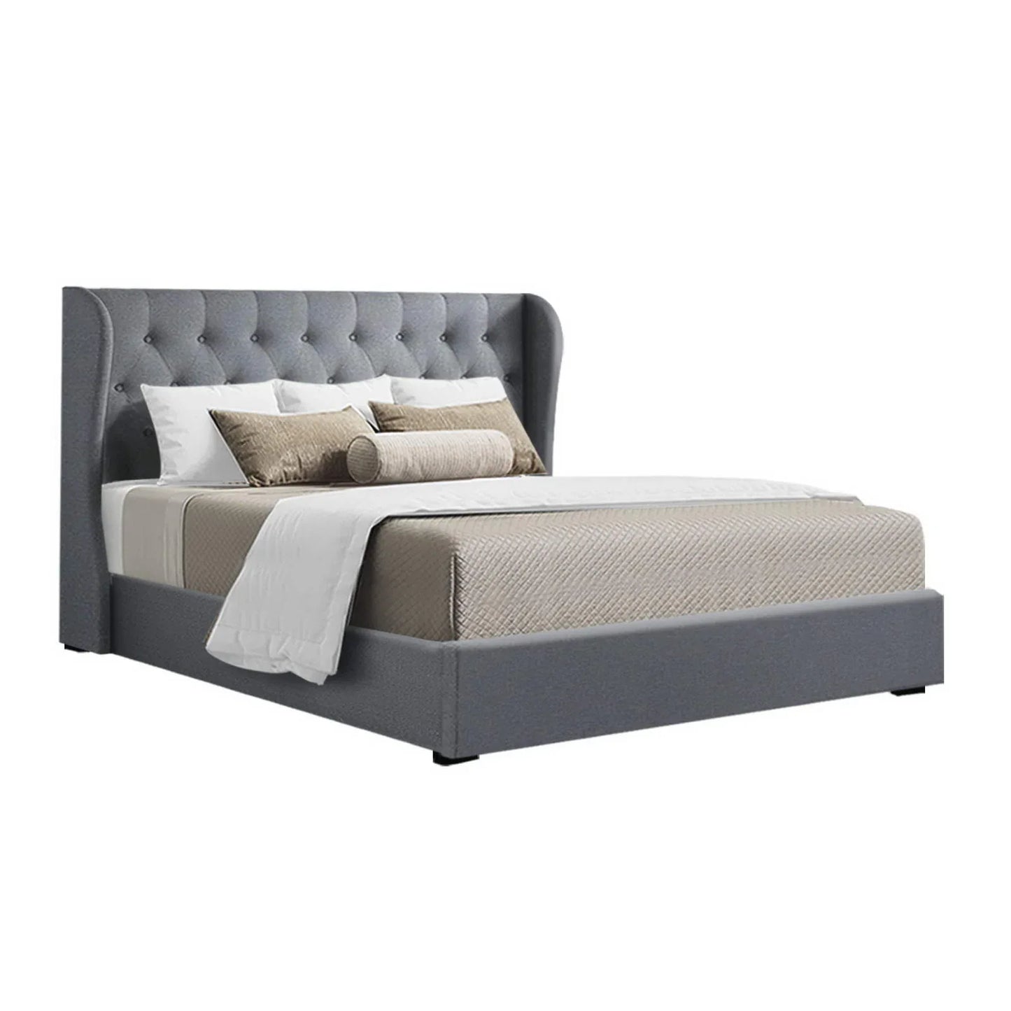 Artiss Bed Frame Queen Size Gas Lift Grey ISSA - Mekamart Australia