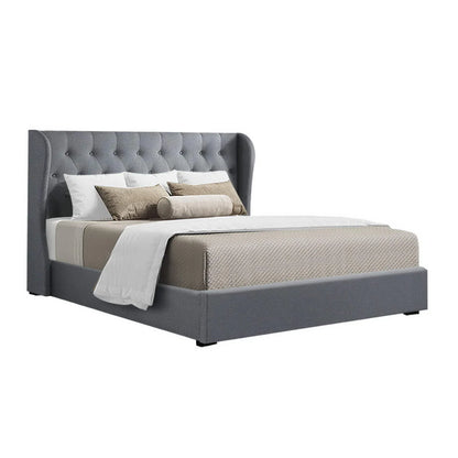 Artiss Bed Frame Queen Size Gas Lift Grey ISSA - Mekamart Australia