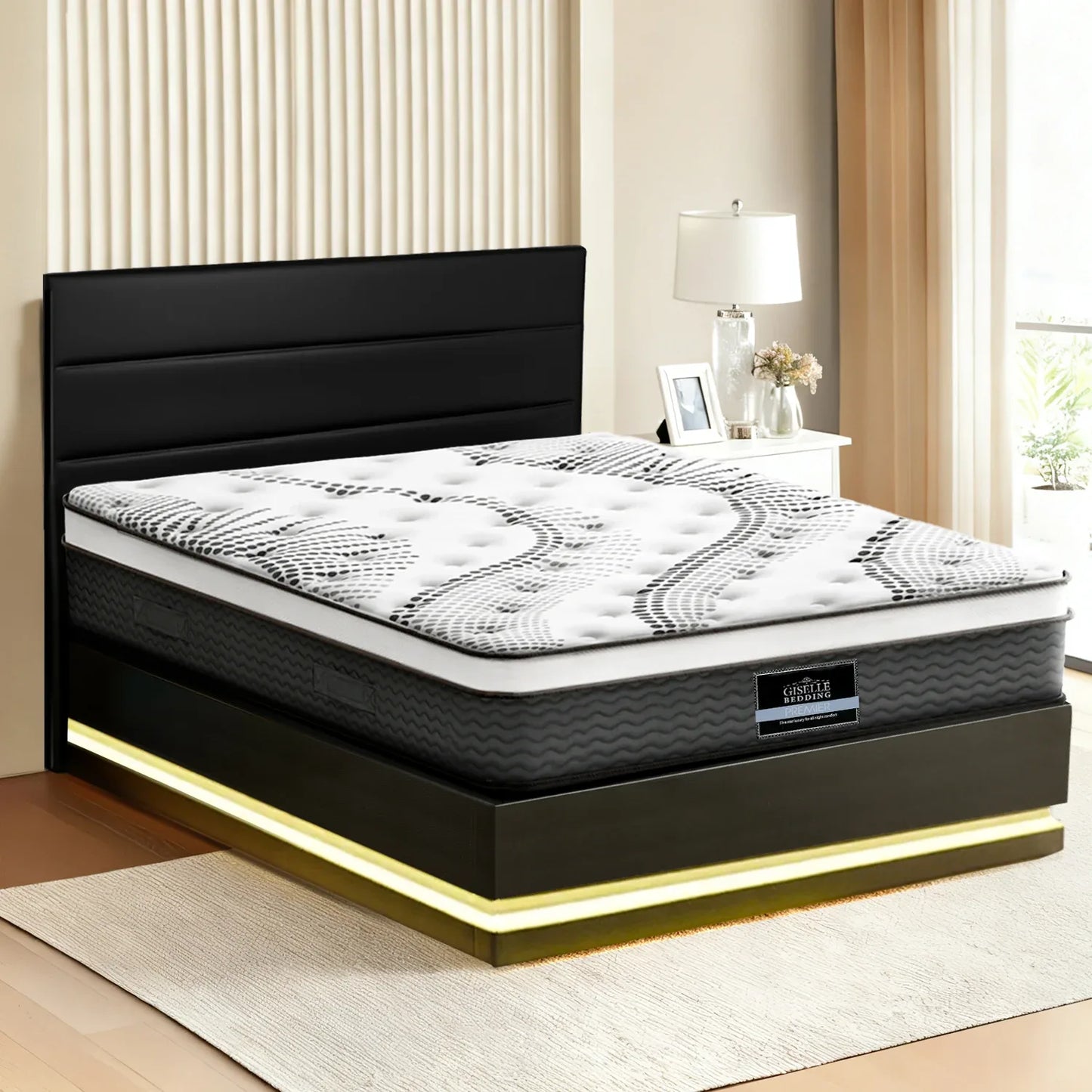 Artiss RGB LED Queen Bed Frame with 32cm Giselle Mattress Set - Mekamart Australia