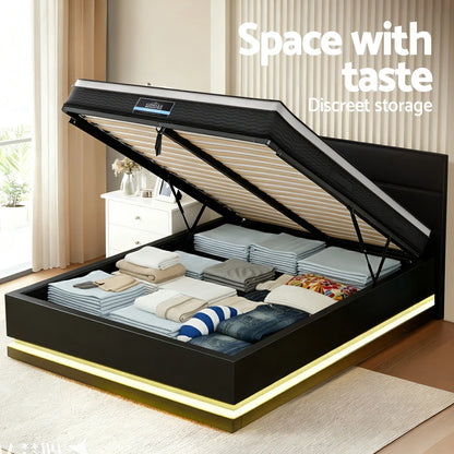Artiss RGB LED Queen Bed Frame with 32cm Giselle Mattress Set - Mekamart Australia