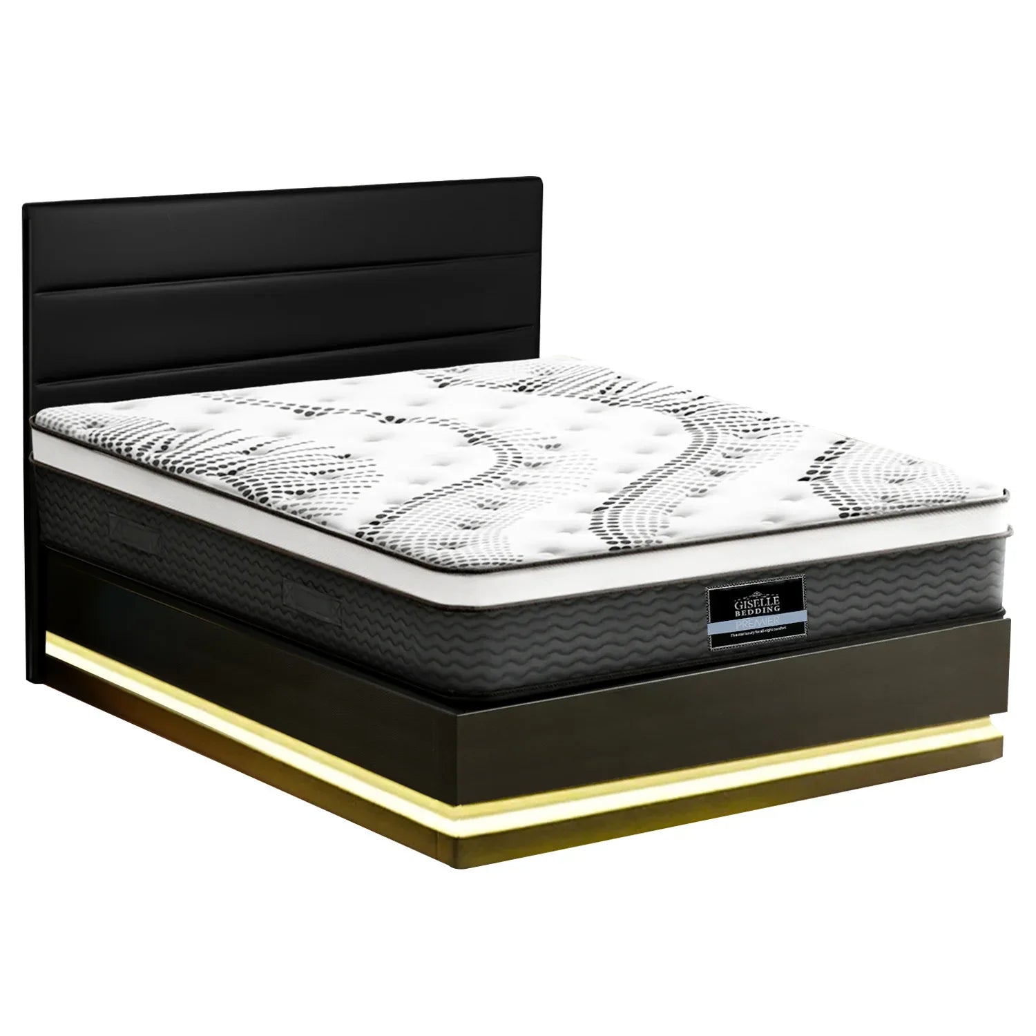 Artiss RGB LED Queen Bed Frame with 32cm Giselle Mattress Set - Mekamart Australia