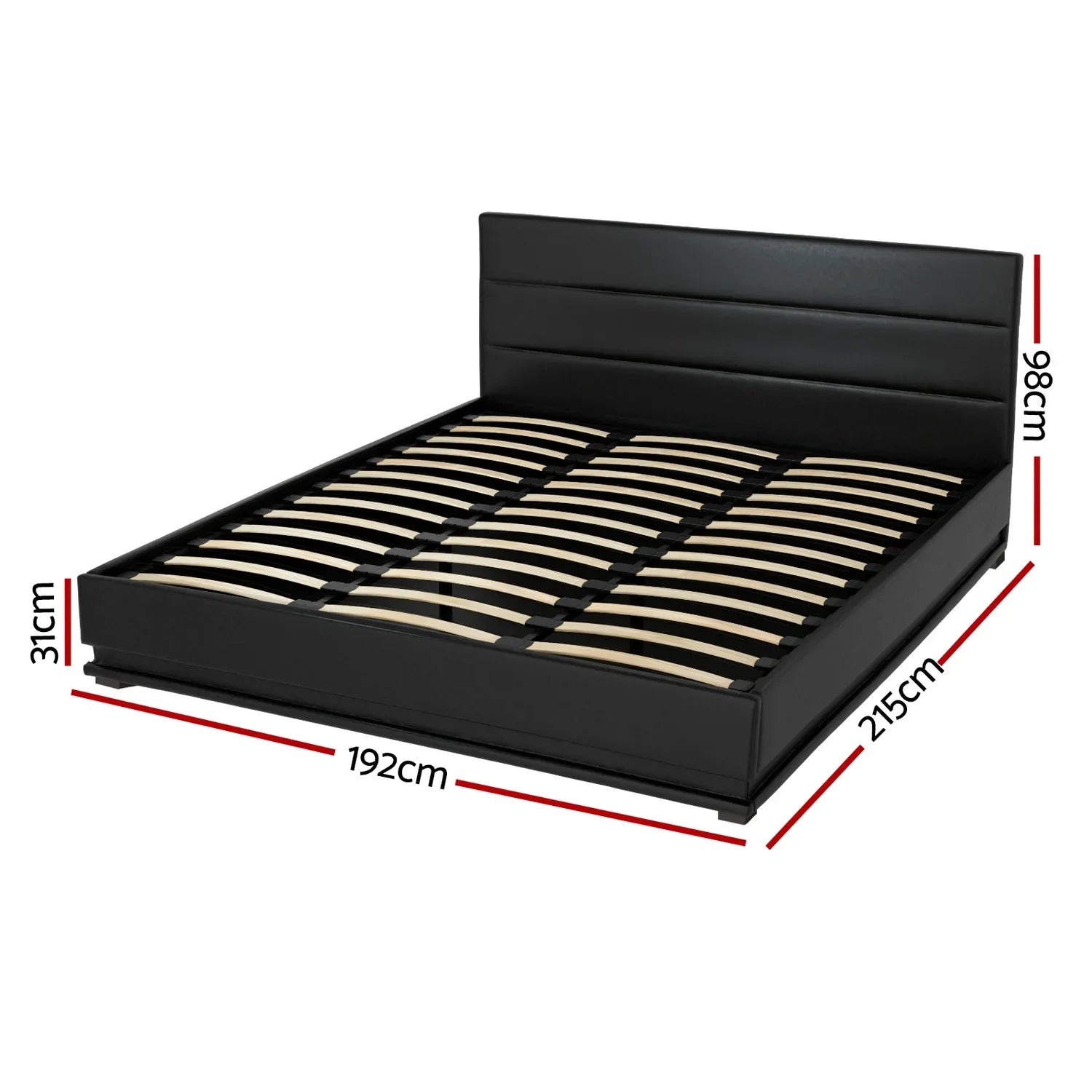Artiss Bed Frame King Size LED Gas Lift Black LUMI - Mekamart Australia