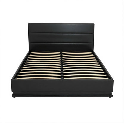Artiss Bed Frame Queen Size LED Gas Lift Black LUMI - Mekamart Australia
