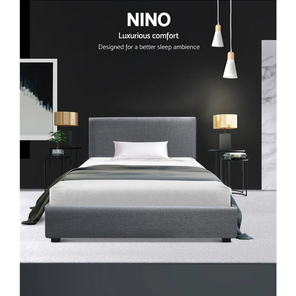 Artiss Bed Frame King Single Size Gas Lift Grey NINO - Mekamart Australia
