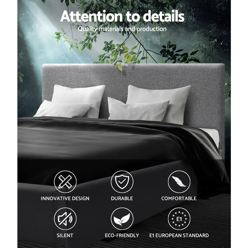 Artiss Bed Frame Queen Size Gas Lift Grey NINO - Mekamart Australia