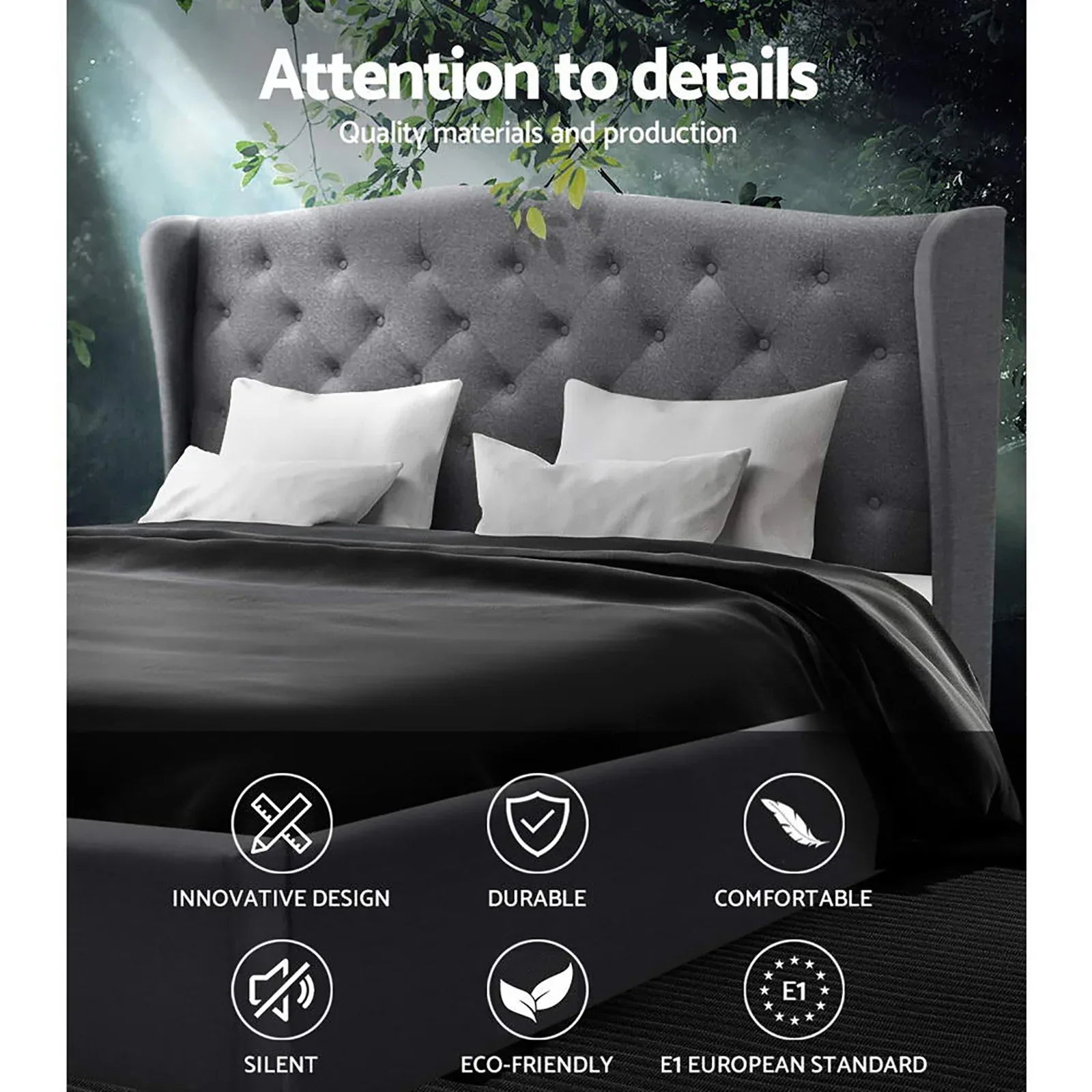 Artiss Bed Frame Double Size Grey PIER - Mekamart Australia