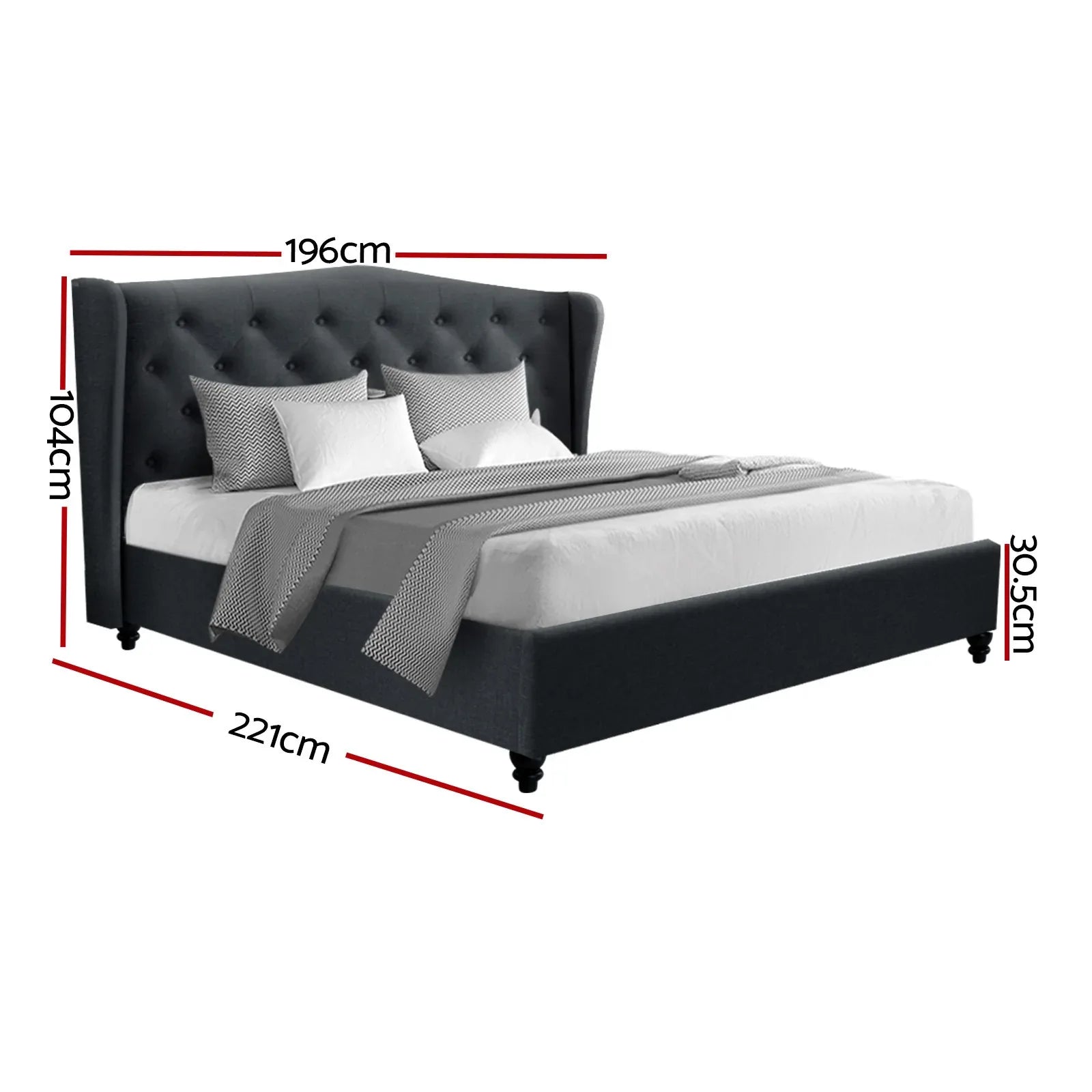 Artiss Bed Frame King Size Charcoal PIER - Mekamart Australia