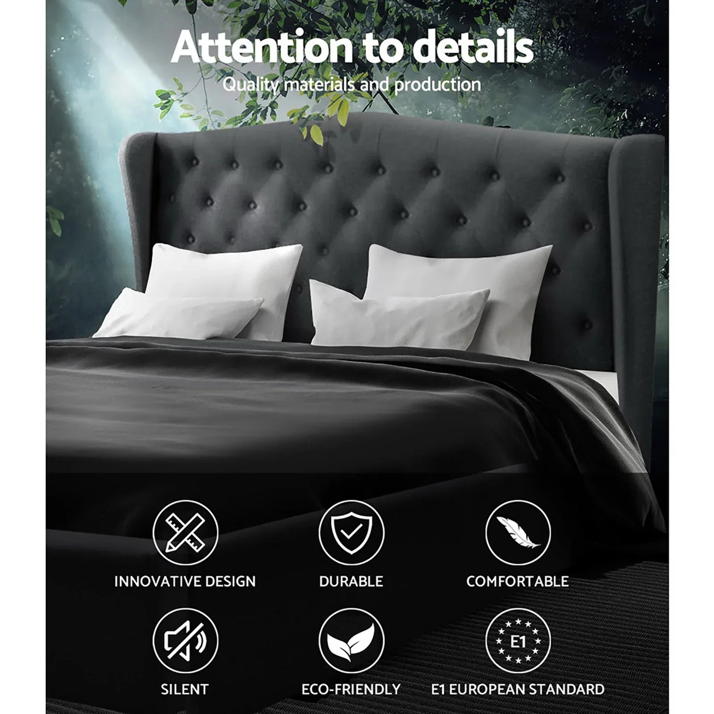 Artiss Bed Frame King Size Charcoal PIER - Mekamart Australia