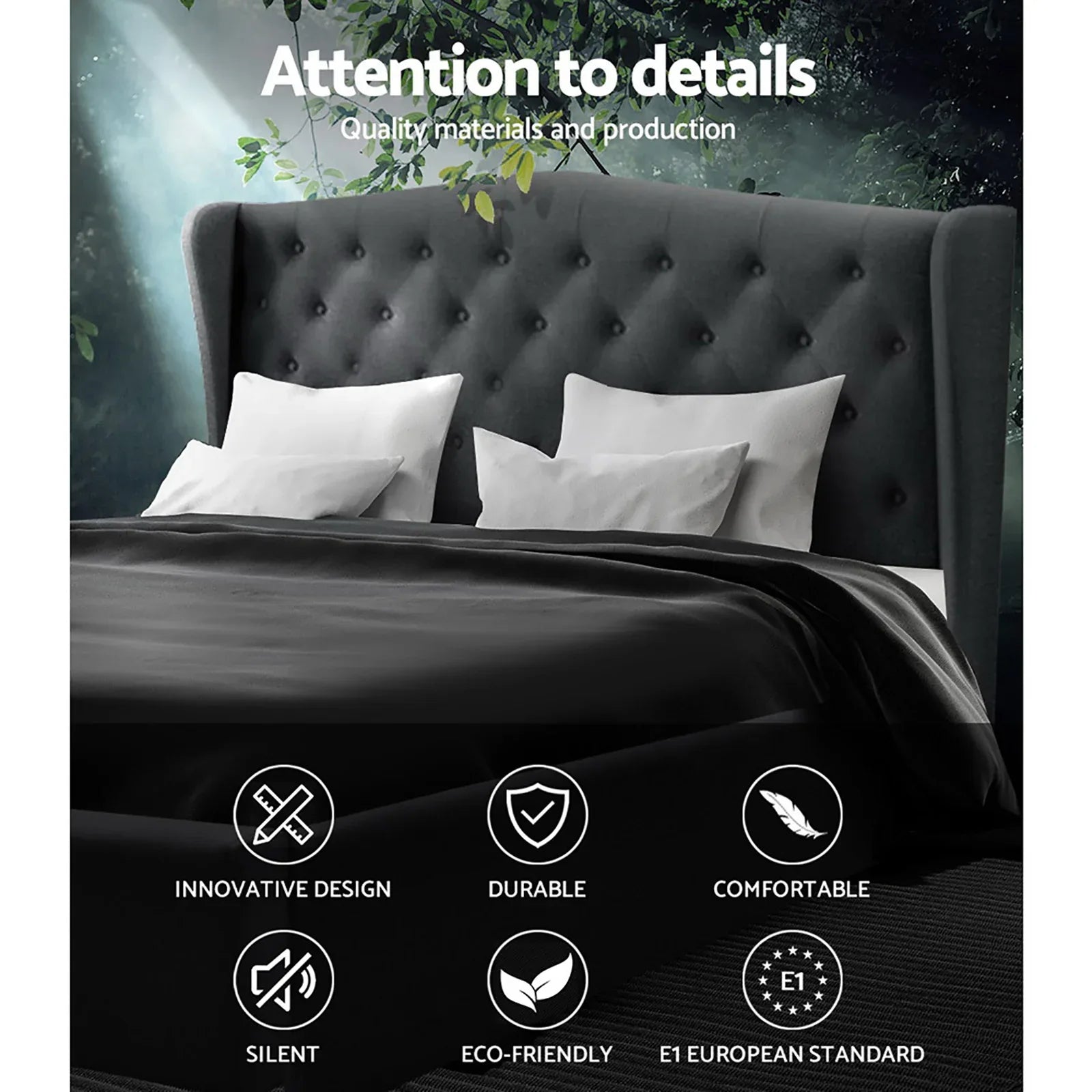 Artiss Bed Frame King Size Charcoal PIER - Mekamart Australia