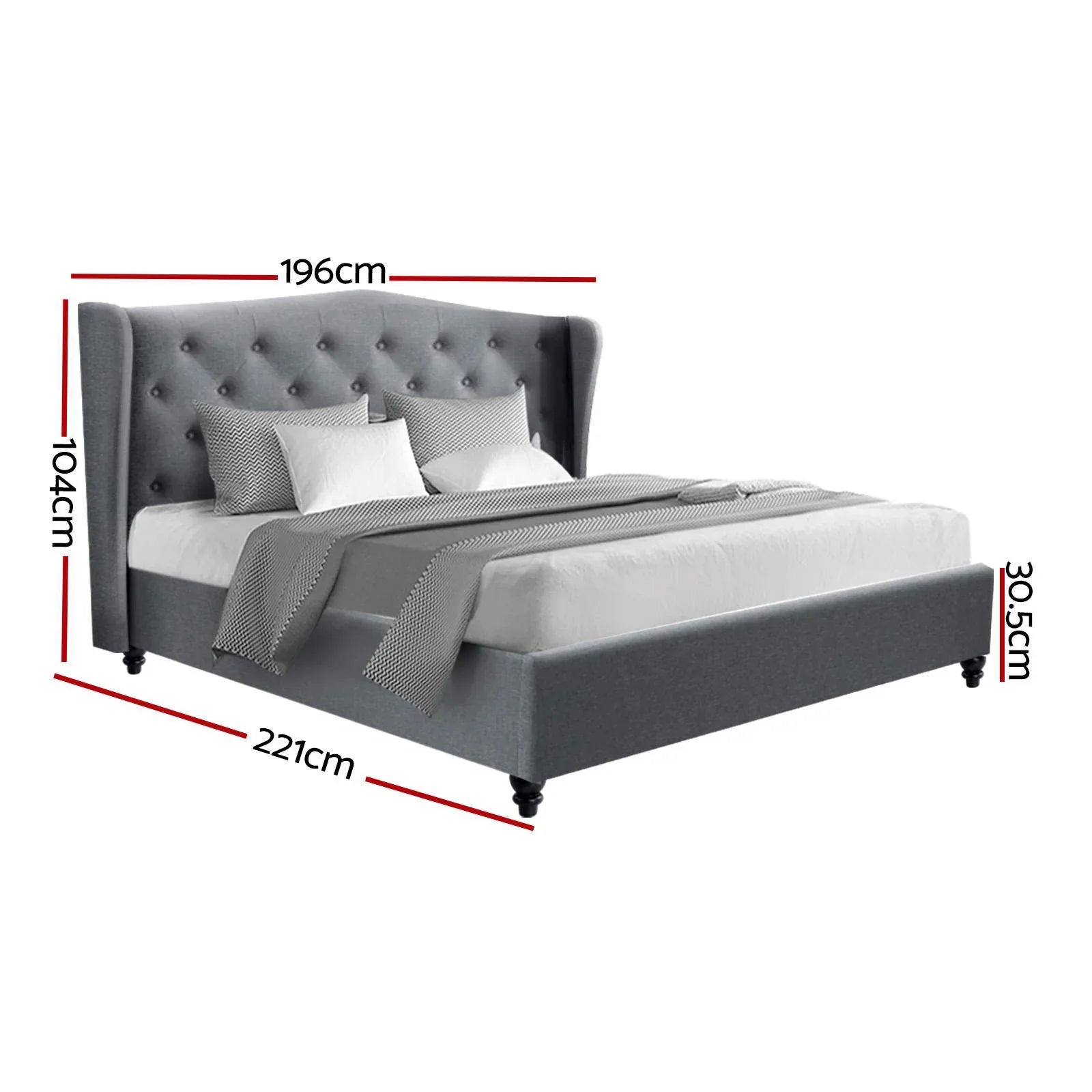 Artiss Bed Frame King Size Grey PIER - Mekamart Australia