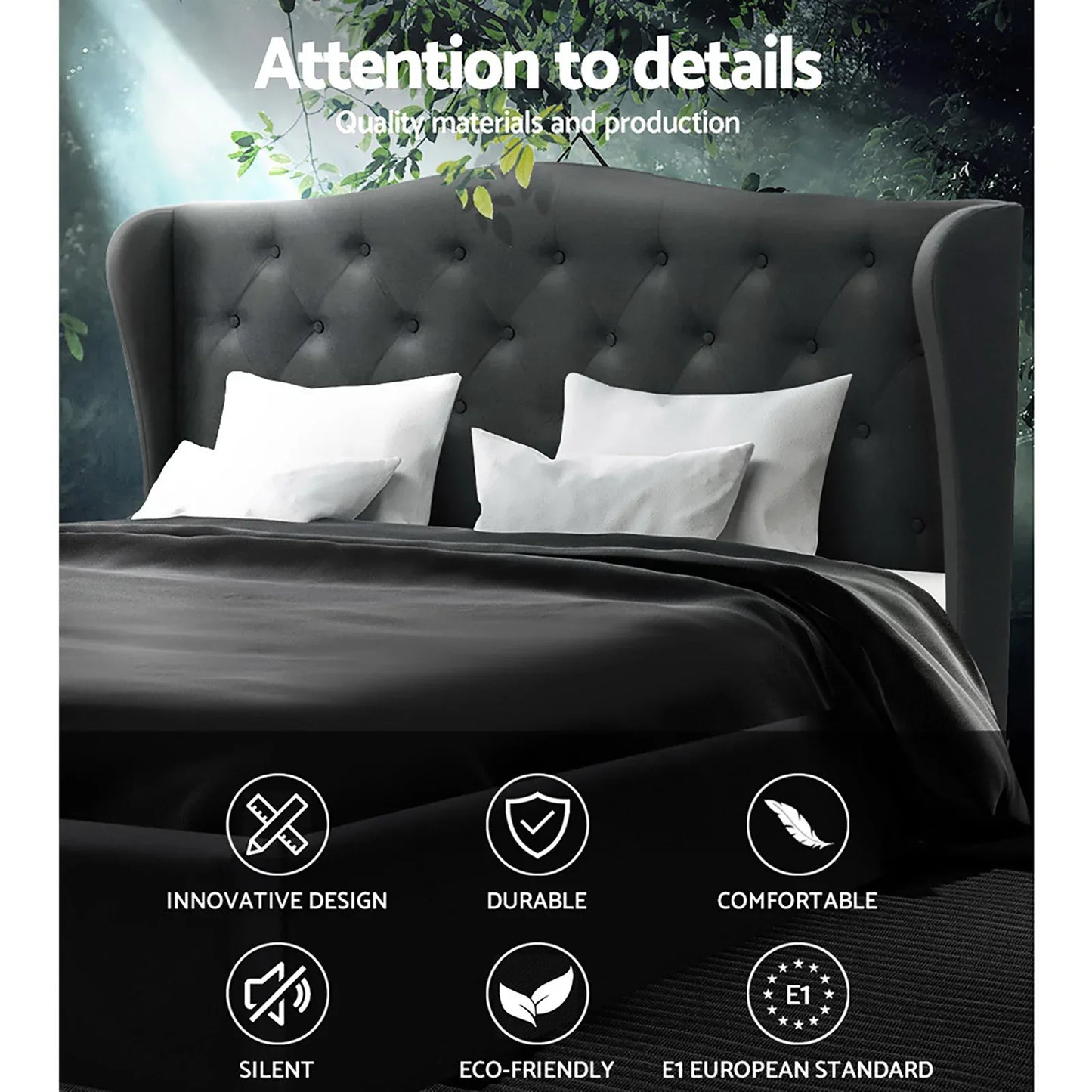 Artiss Bed Frame Queen Size Charcoal PIER - Mekamart Australia