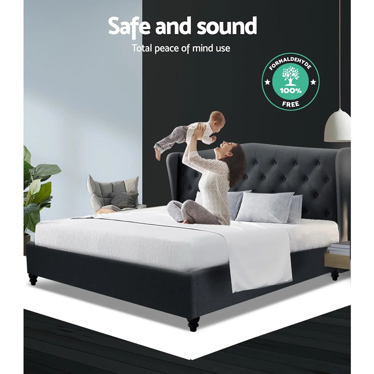 Artiss Bed Frame Queen Size Charcoal PIER - Mekamart Australia