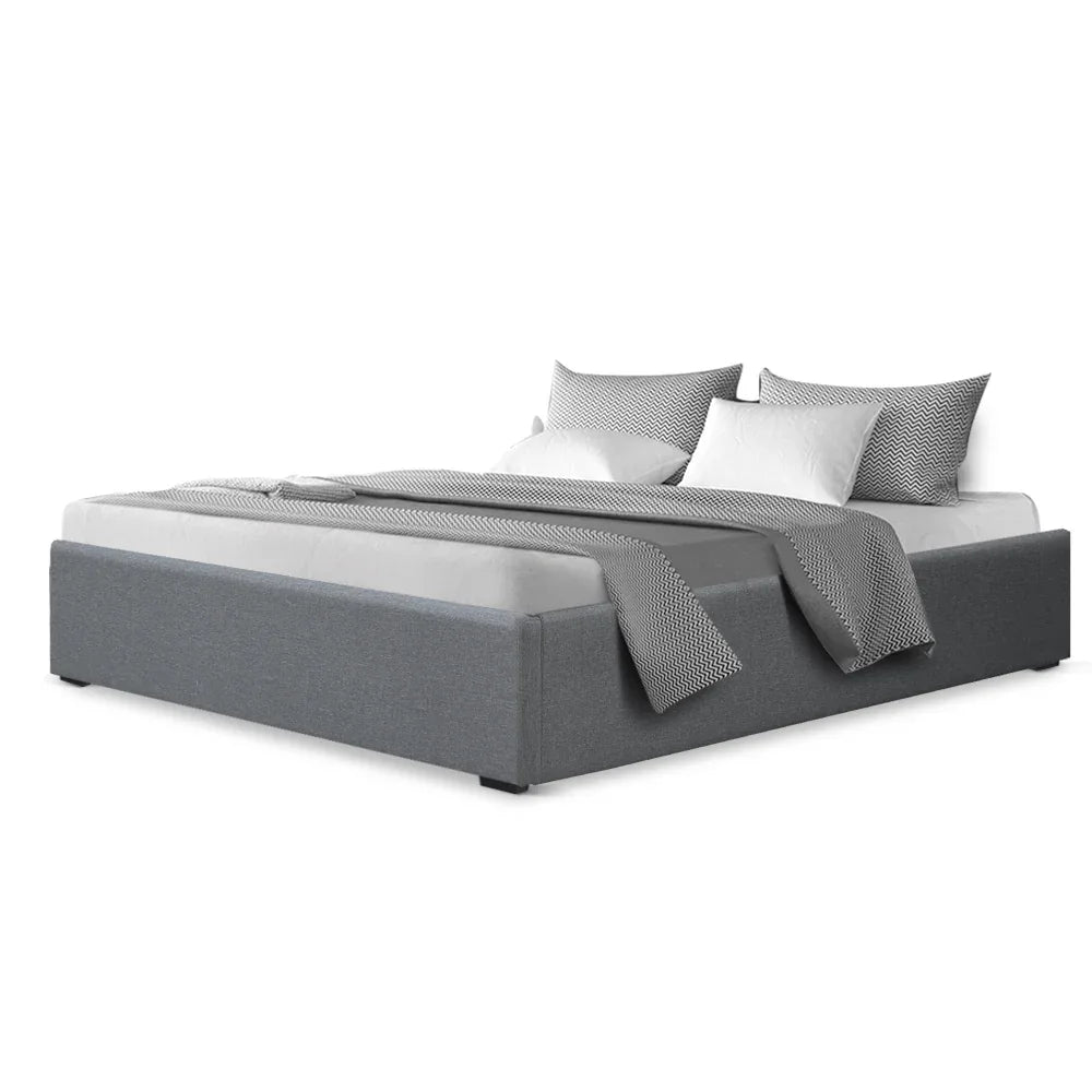 Artiss Bed Frame Double Size Gas Lift Base Grey TOKI - Mekamart Australia