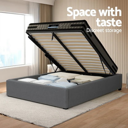 Artiss Bed Frame with 36cm Giselle Mattress Set King Single Gas Lift Base Grey - Mekamart Australia