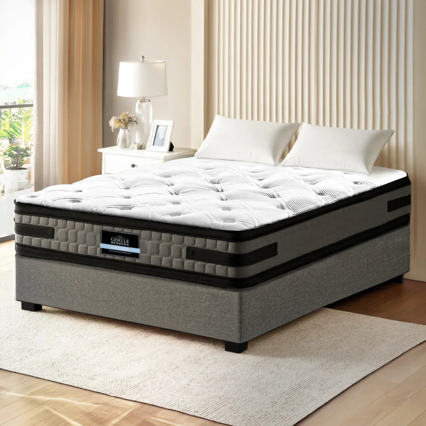 Artiss Bed Frame with 36cm Giselle Mattress Set King Single Gas Lift Base Grey - Mekamart Australia