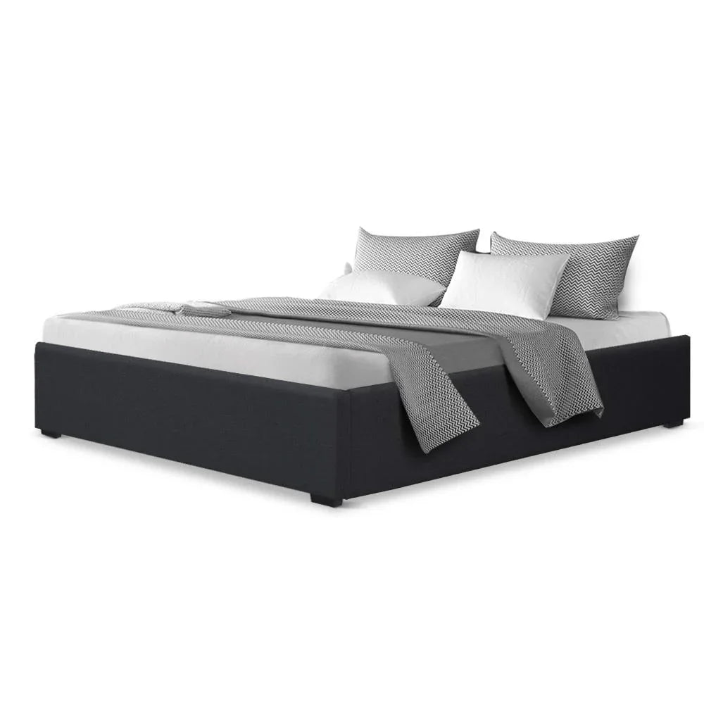 Artiss Bed Frame Queen Size Gas Lift Base Charcoal TOKI - Mekamart Australia