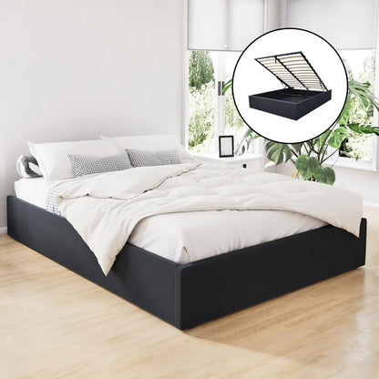 Artiss Bed Frame Queen Size Gas Lift Base Charcoal TOKI - Mekamart Australia