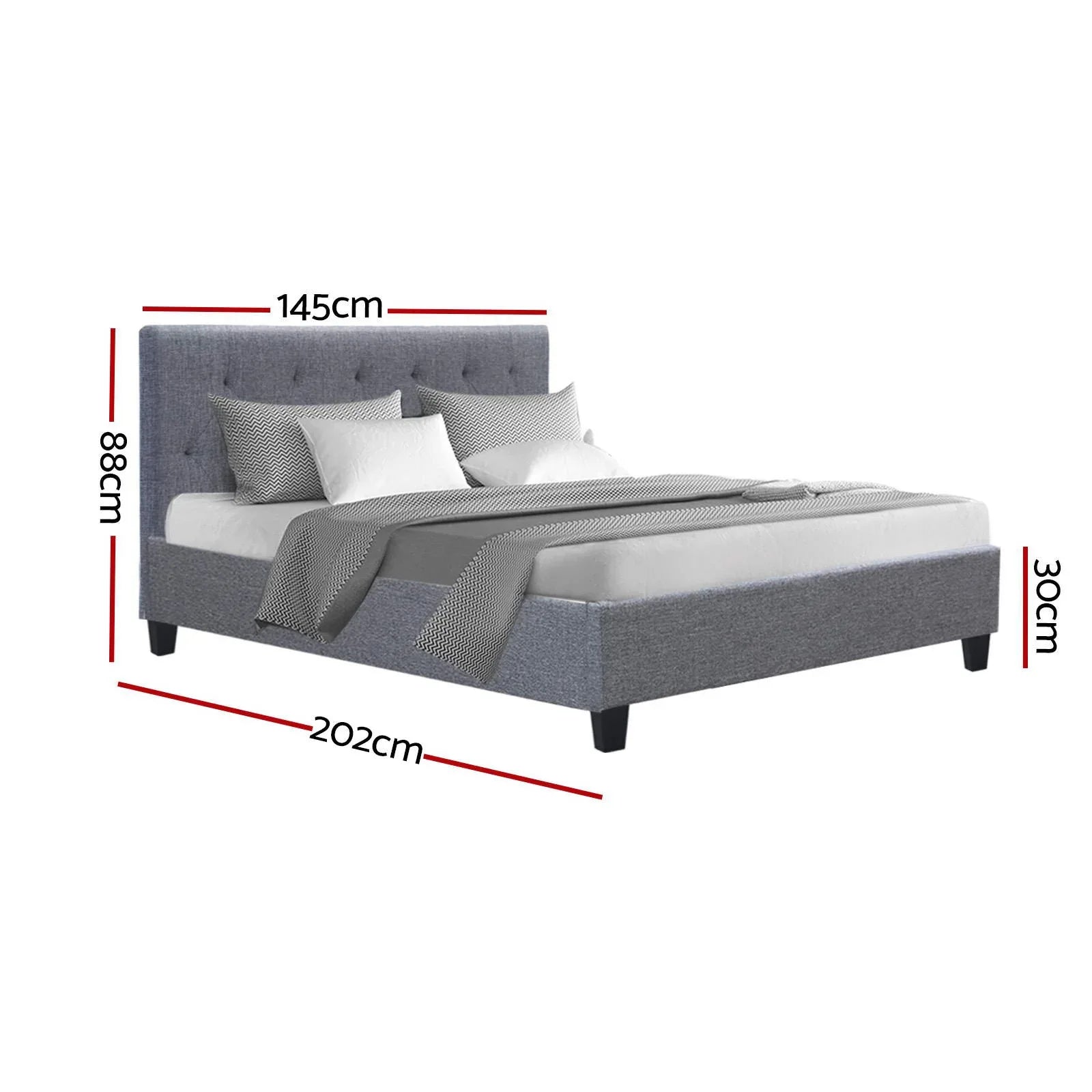 Artiss Bed Frame Double Size Grey VANKE - Mekamart Australia