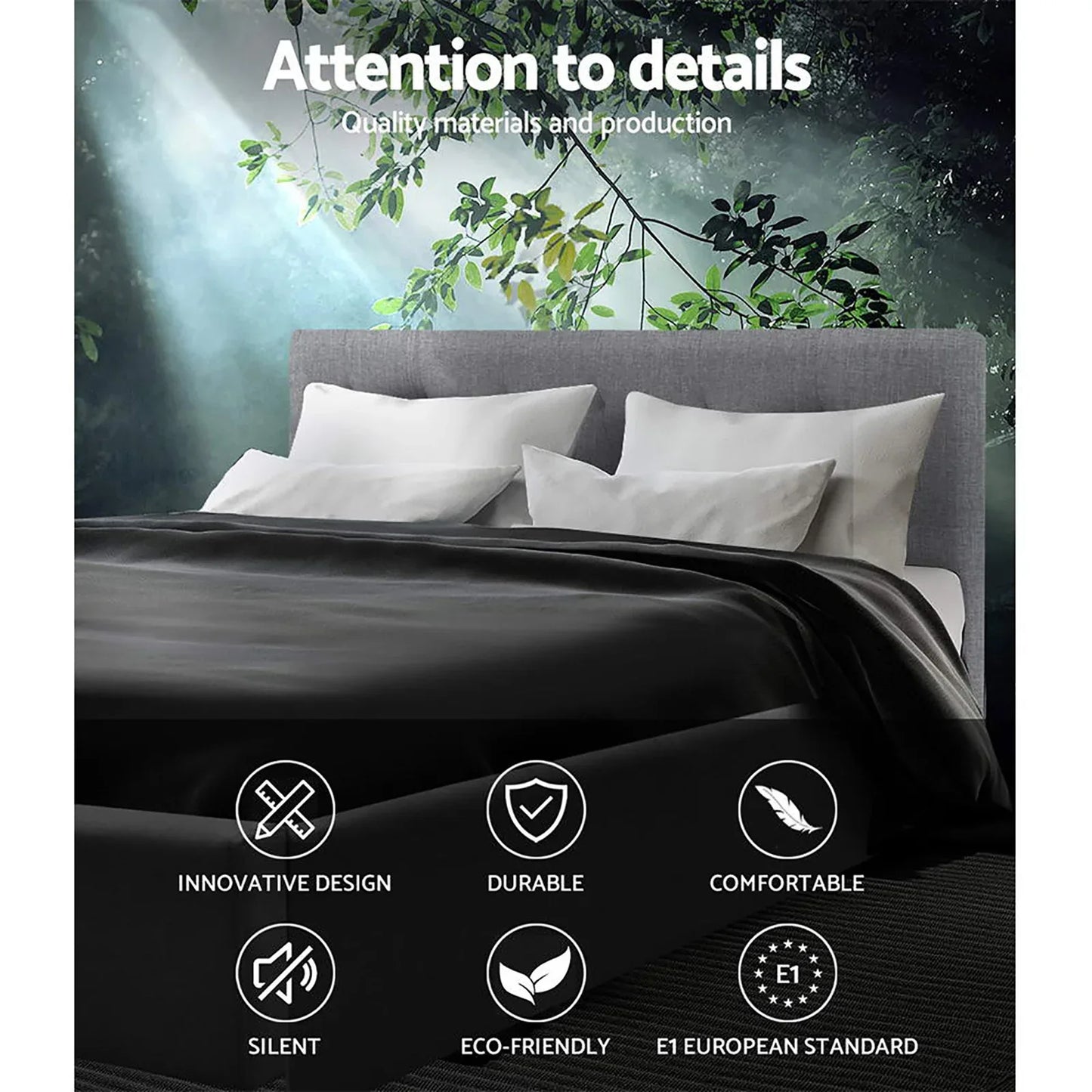 Artiss Bed Frame Double Size Grey VANKE - Mekamart Australia