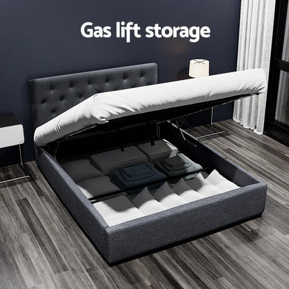 Artiss Bed Frame Double Size Gas Lift Charcoal VILA - Mekamart Australia