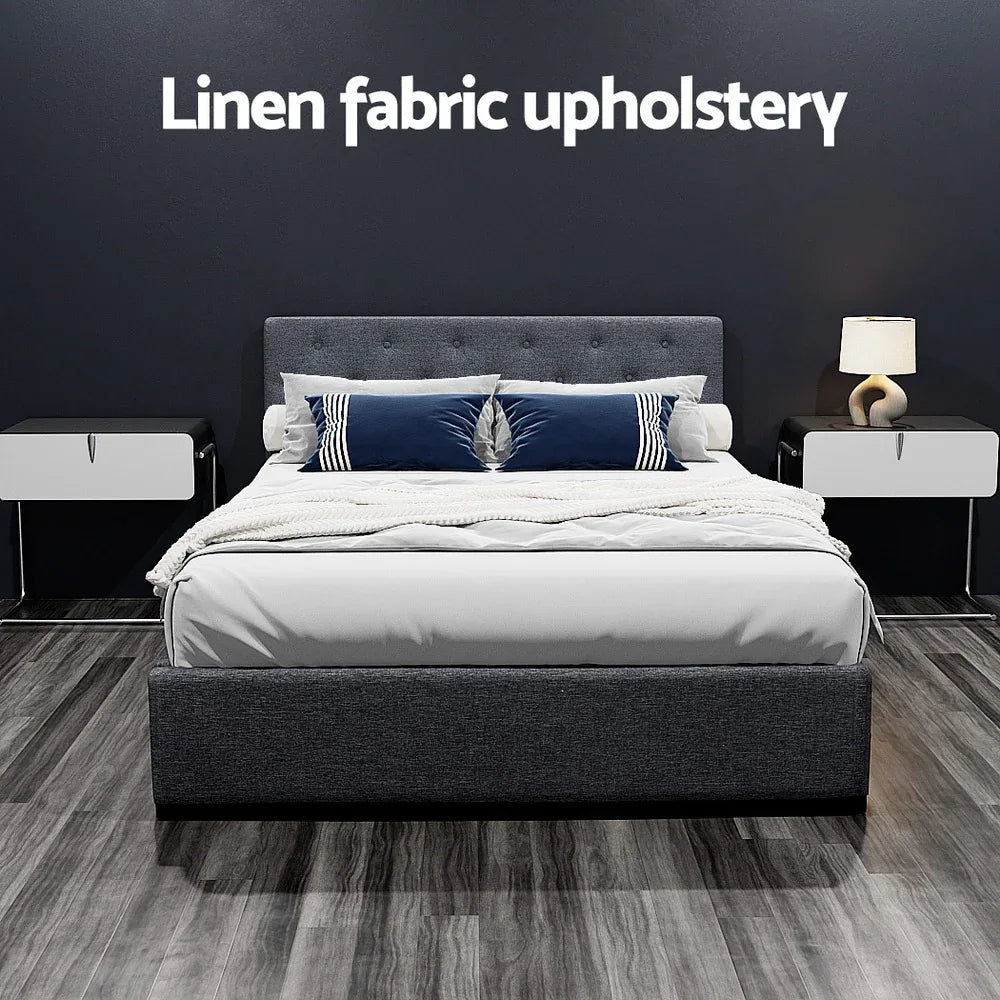 Artiss Bed Frame Double Size Gas Lift Charcoal VILA - Mekamart Australia