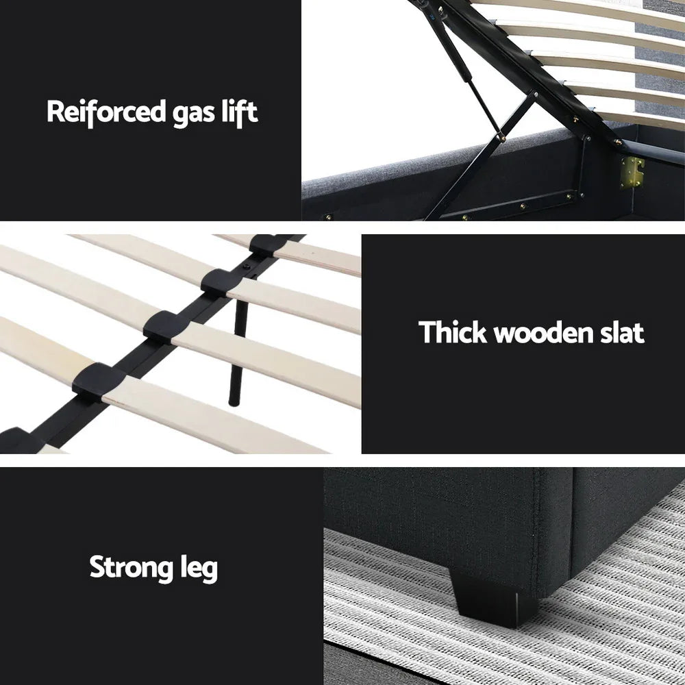 Artiss Bed Frame Double Size Gas Lift Charcoal VILA - Mekamart Australia