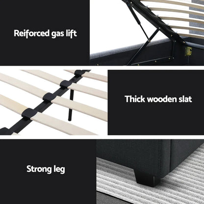 Artiss Bed Frame Double Size Gas Lift Charcoal VILA - Mekamart Australia
