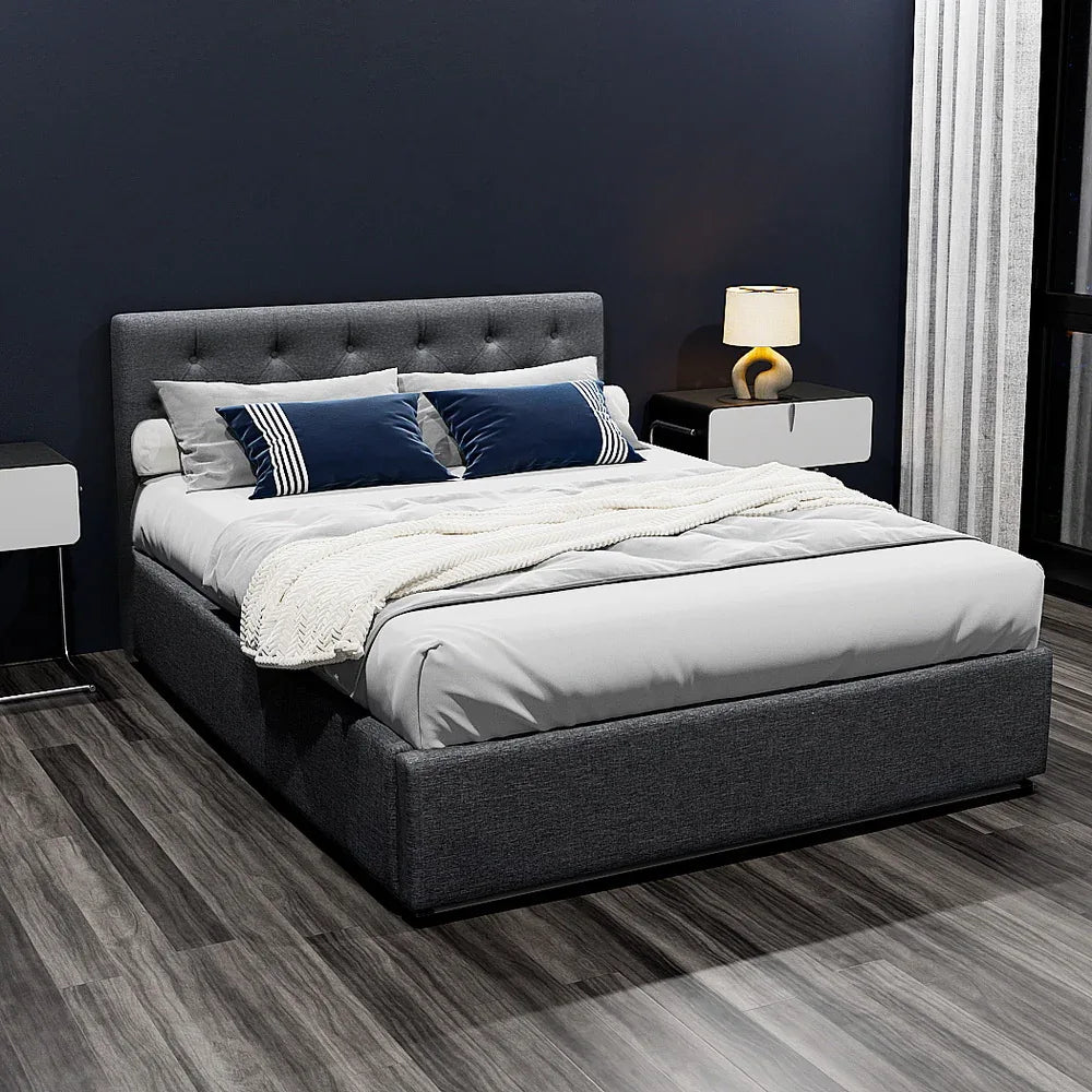 Artiss Bed Frame Double Size Gas Lift Charcoal VILA - Mekamart Australia