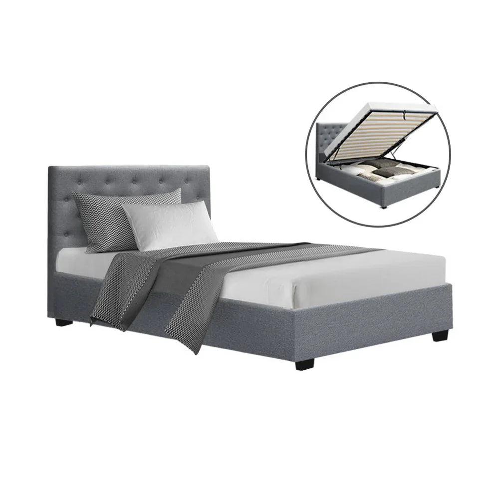 Artiss Bed Frame King Single Size Gas Lift Grey VILA - Mekamart Australia