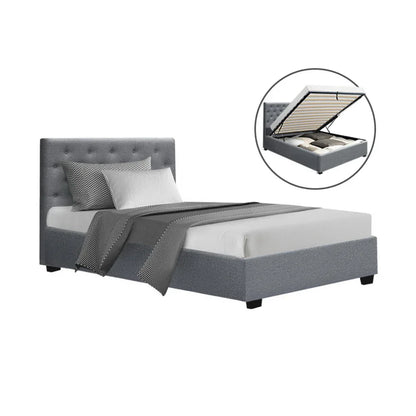 Artiss Bed Frame King Single Size Gas Lift Grey VILA - Mekamart Australia