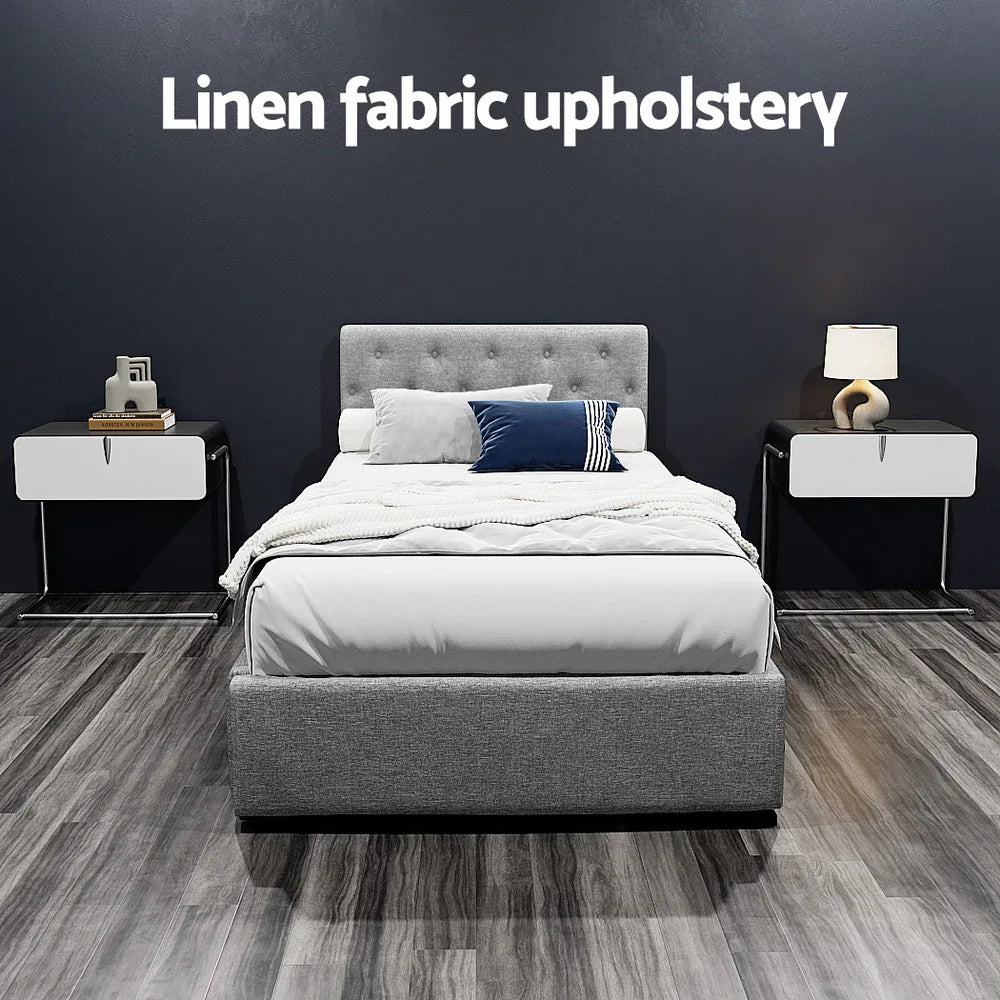Artiss Bed Frame King Single Size Gas Lift Grey VILA - Mekamart Australia
