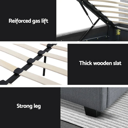 Artiss Bed Frame King Single Size Gas Lift Grey VILA - Mekamart Australia