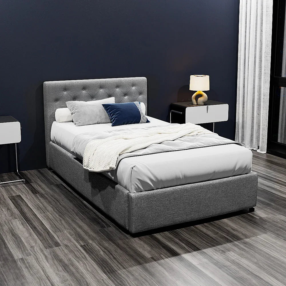 Artiss Bed Frame King Single Size Gas Lift Grey VILA - Mekamart Australia