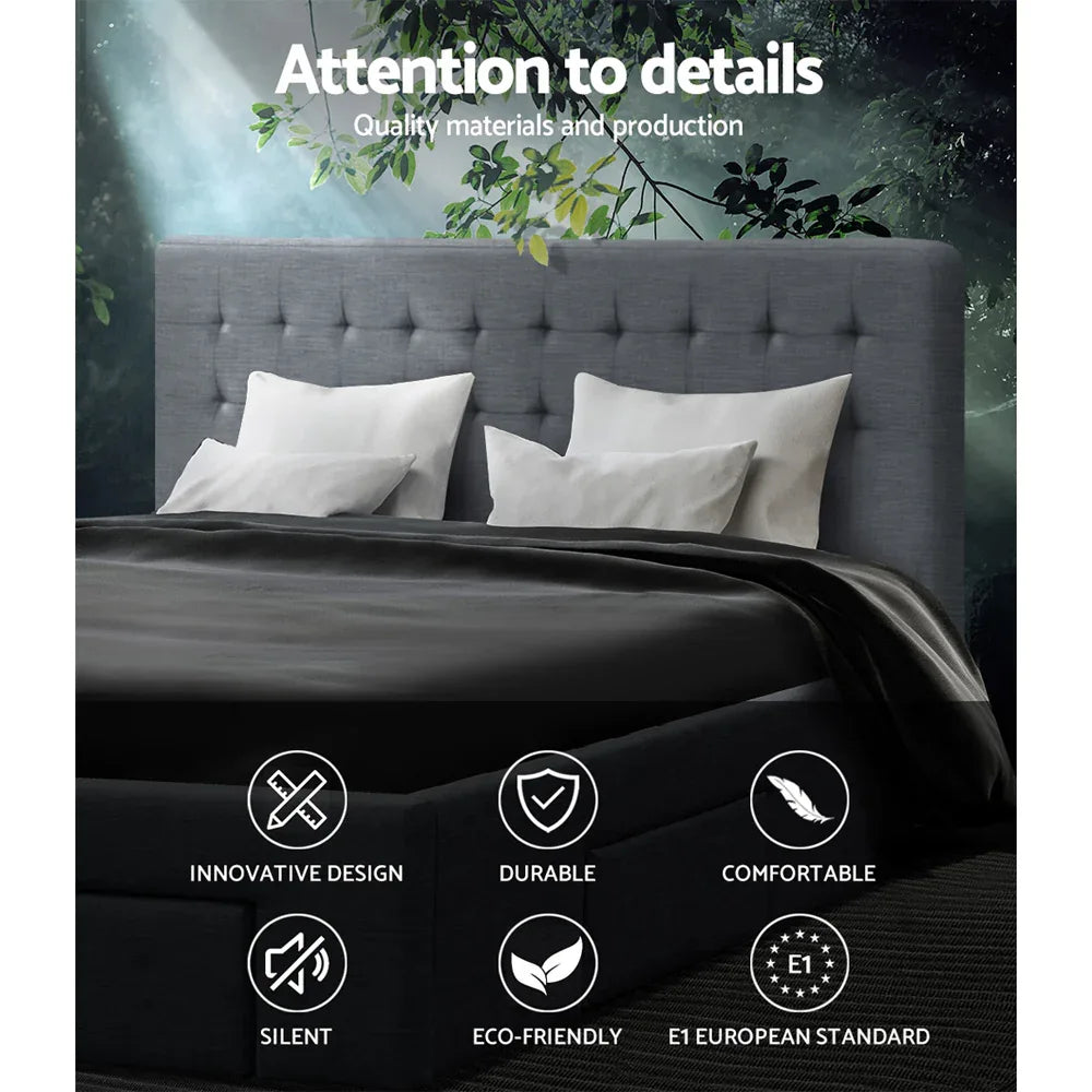 Artiss Bed Frame Queen Size with 4 Drawers Grey AVIO - Mekamart Australia