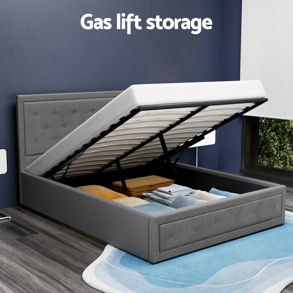 Artiss Bed Frame Double Size Gas Lift Grey TIYO - Mekamart Australia