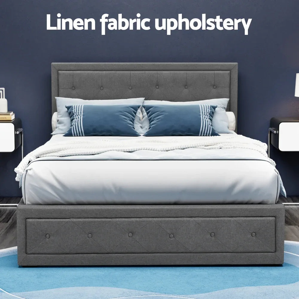 Artiss Bed Frame Double Size Gas Lift Grey TIYO - Mekamart Australia