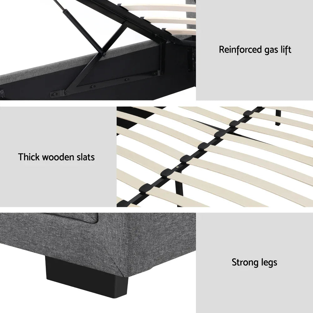 Artiss Bed Frame Double Size Gas Lift Grey TIYO - Mekamart Australia
