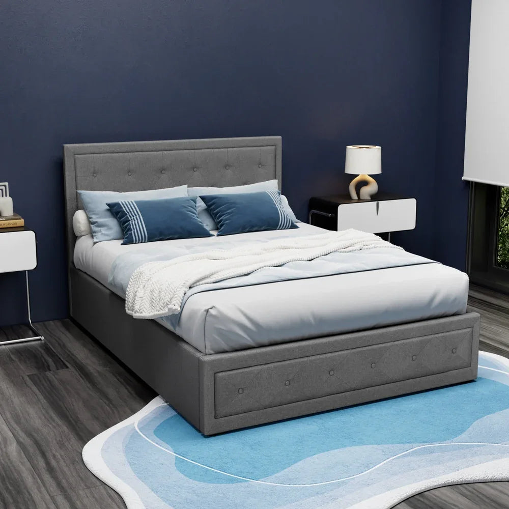 Artiss Bed Frame Double Size Gas Lift Grey TIYO - Mekamart Australia